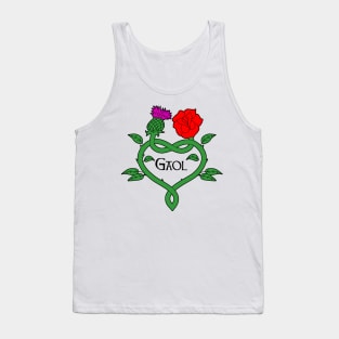Celtic knotwork stems with red rose, thistle and gaol (love) Tank Top